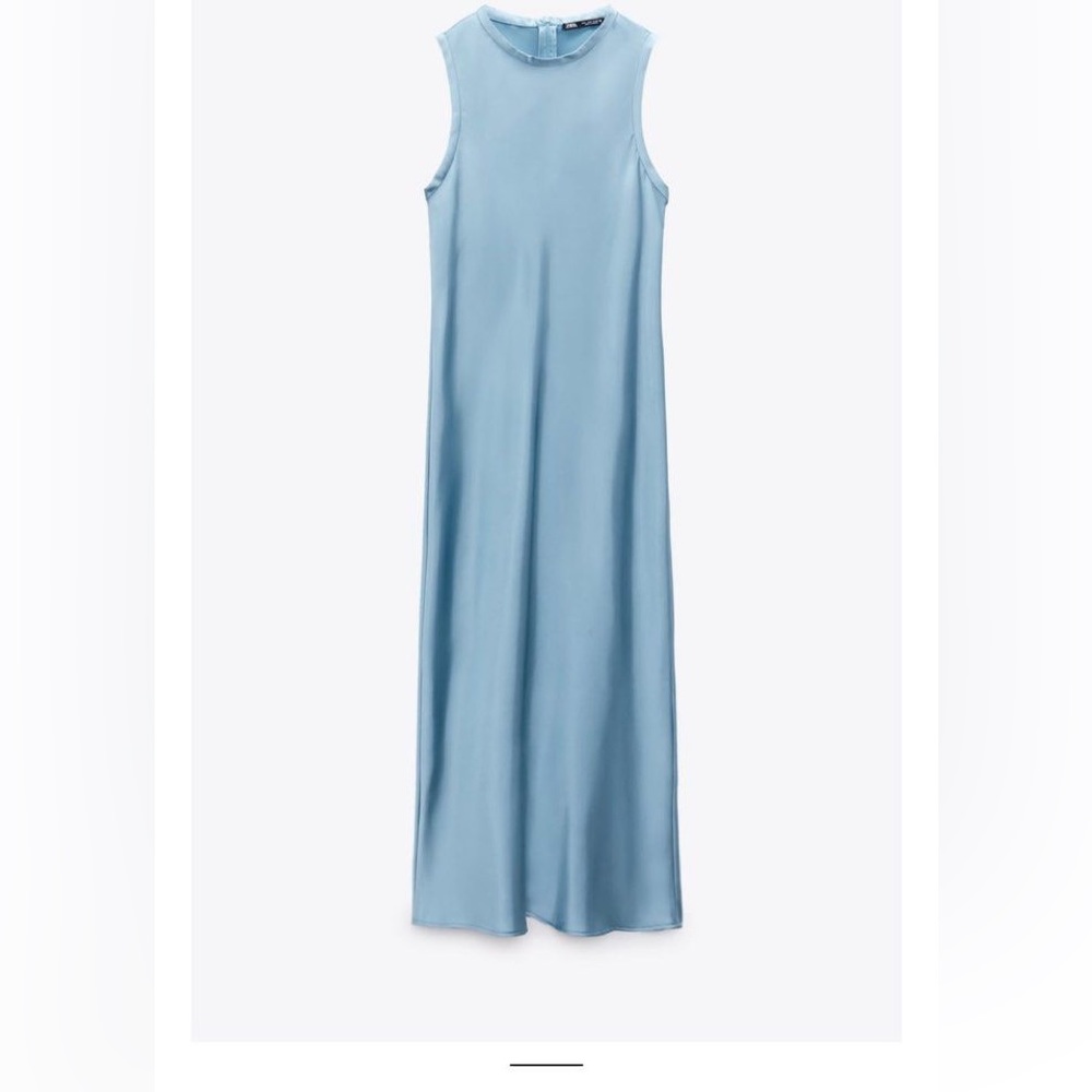 ZARA Blue Satin Long Dress